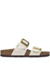 Birkenstock Sydney Cushion-buckle Double Strap Slides In Neutrals
