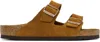 Birkenstock Tan Regular Arizona Soft Footbed Sandals In Mink Suede