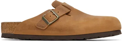 Birkenstock Tan Regular Boston Slip-on Loafers In Cognac Oiled Leather