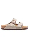 Birkenstock Woman Sandals Khaki Size 8 Soft Leather In Neutrals