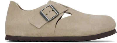 Birkenstock Womens London Suede Clog Shoes In Taupe Suede