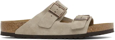 Birkenstock Taupe Suede Arizona Slide In Neutral