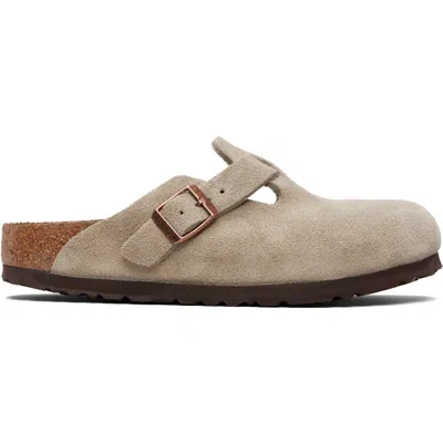 Birkenstock Taupe Regular Boston Soft Footbed Suede Leather Loafers In Multi