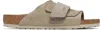Birkenstock Kyoto Nubuck-trimmed Suede Sandals In Neutral