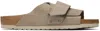 Birkenstock Kyoto Nubuck-trimmed Suede Sandals In Neutral