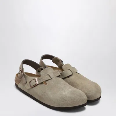 Birkenstock Taupe Suede Tokyo Slipper In Green