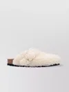 Birkenstock Womens Eggshell Shearling Boston Buckle-embellished Clogs