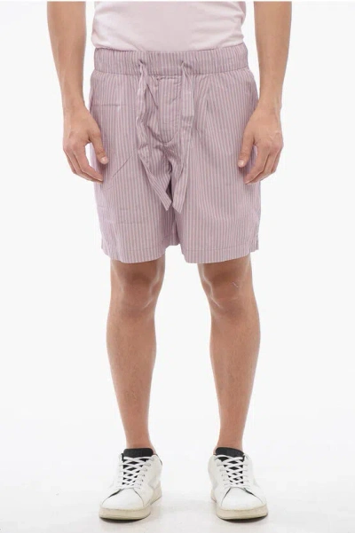 Birkenstock Tekla Striped Cotton Shorts With Drawstring Waist In Pink