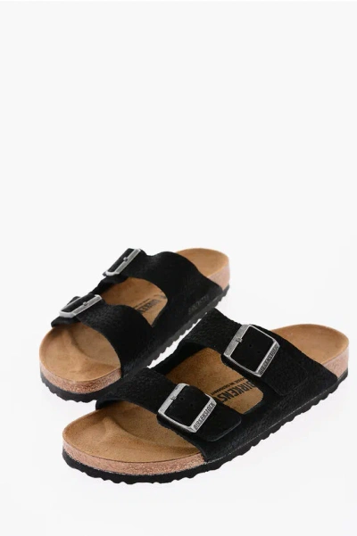 BIRKENSTOCK TEXTURED LEATHER AR ZONA BS SANDALS WITH DOUBLE BUCKLE