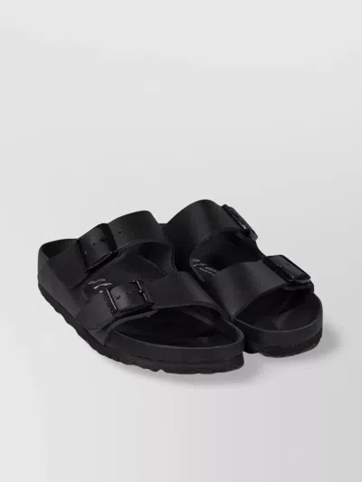 Birkenstock Toe Open Sole Textured Sandals In Black