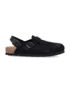 Birkenstock Tokio Unisex Suede Mules Shoes In Black