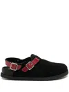 Birkenstock Black And Red Leather Tokio Cazador Flats In Schwarz