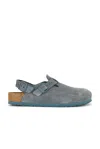 Birkenstock Dark Grey Suede Boston Slippers In Multi