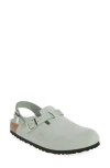 Birkenstock 'tokio' Light Blue Mules With Buckles On The Front And Back In Pure Sage
