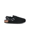 Birkenstock Tokio Fur Mules In Black Suede In Black