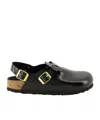 Birkenstock Amalfi Leather Sandals Oversized Buckle In Black