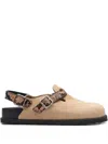 Birkenstock Tokio Ii Lined 1774 Buckle Mules In Neutral