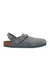 Birkenstock Dark Grey Suede Boston Slippers In Multi