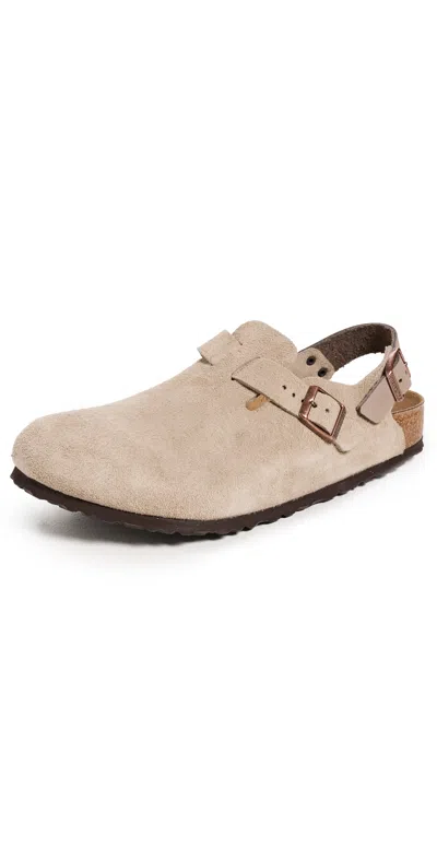 Birkenstock Tokio Ii Suede Clogs Taupe