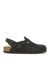 Birkenstock Tokio Shearling Buckled Suede Clogs In Black