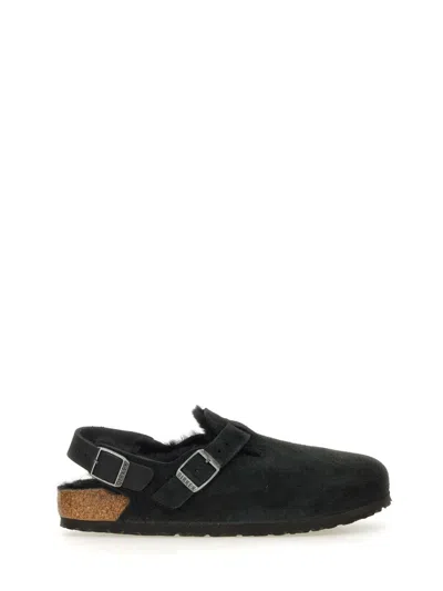 BIRKENSTOCK BIRKENSTOCK TOKIO LEATHER AND FUR SLIPPERS