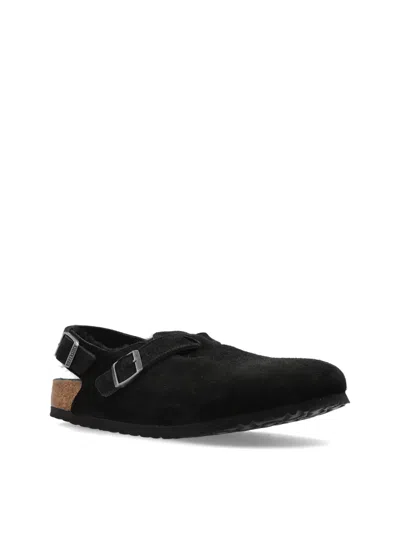 Birkenstock Tokio Shearling Suede Mules In Black