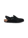 Birkenstock Buckle Cork Open Suede Mules In Black  