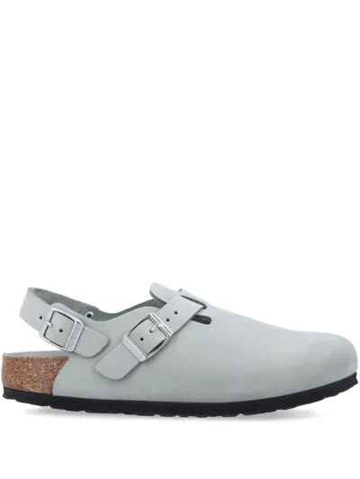 Birkenstock 'tokio' Light Blue Mules With Buckles On The Front And Back In Green
