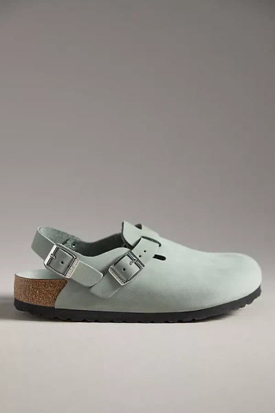 Birkenstock Tokio Nubuck Leather Clogs In Gray
