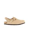 Birkenstock Nubuk Leather Tokio Clog Shoes In Beige