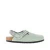 Birkenstock 'tokio' Light Blue Mules With Buckles On The Front And Back In Green
