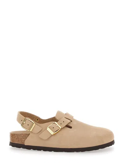 BIRKENSTOCK MULE 'TOKIO' CON FIBBIA SUL FRONTE E SUL RETRO IN PELLE BEIGE DONNA