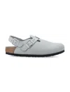 Birkenstock 'tokio' Light Blue Mules With Buckles On The Front And Back In Pure Sage