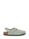 Birkenstock 'tokio' Light Blue Mules With Buckles On The Front And Back In Grey
