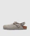 Birkenstock Tokio Suede Leather Clogs In Gray