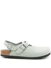 Birkenstock 'tokio' Light Blue Mules With Buckles On The Front And Back In Green