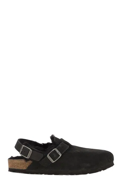BIRKENSTOCK BIRKENSTOCK TOKIO SHEARLING - SUEDE AND LAMBSKIN SLIPPERS