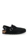 Birkenstock Tokio Sherling Suede Leather Shoes In Black