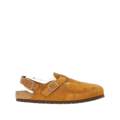 Birkenstock 'tokio' Shearling Lined Sandals In Brown