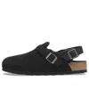 Birkenstock Tokio Leather And Fur Slippers In Black