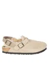 Birkenstock Tokio Shearling Suede Leather In White