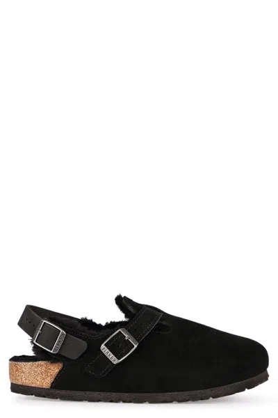 BIRKENSTOCK BIRKENSTOCK TOKIO LEATHER AND FUR SLIPPERS