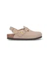 Birkenstock Nubuk Leather Tokio Clog Shoes In Beige