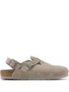 Birkenstock Tokio Suede Leather Clogs In Taupe