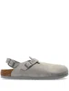 Birkenstock Tokio Suede Leather Clogs In Nude
