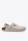 Birkenstock Tokio Suede Slingback Clogs In Gray