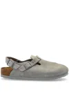 Birkenstock Tokio Suede Leather Clogs In Gray