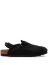 Birkenstock Tokio Suede Leather Slides In Black