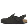 Birkenstock Tokio Shearling Buckled Suede Clogs In Black