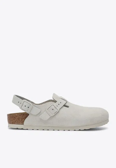 Birkenstock Tokyo Antique Suede Clogs In Bianco
